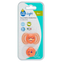 Neo Baby Light Succhietto Anatomico In Silicone 6m+ Dino Arancio 2 Pz