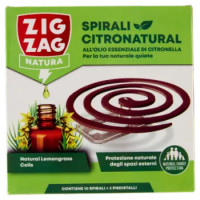 Zig Zag Natura Spirali Citronatural All'Olio Essenziale Di Citronella 10 Spirali + 2 Piedistalli