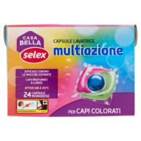 Selex Casa Bella Detersivo Lavatrice Liquido Multiazione Per Capi Colorati 24 Capsule Idrosolubili