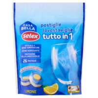Selex Casa Bella Detersivo Per Lavastoviglie Pastiglie Tutto In 1 Al Limone 26x17 g