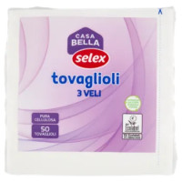 Selex Casa Bella Tovaglioli 3 Veli 38x38 Cm Bianchi 50 Pezzi
