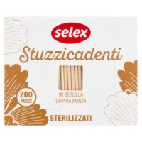 Selex Stuzzicadenti Doppia Punta In Betulla Sterilizzati 200 Pezzi