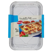 Selex Contenitore In Alluminio Con Coperchio 31x21x4 Cm 4 Pezzi