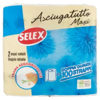 Selex Asciugatutto 2 Veli Maxi Rotolo 100 Strappi 2 Rotoli