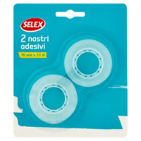 Selex Nastro Adesivo 15 Mm x 33 m Trasparente 2 Pezzi