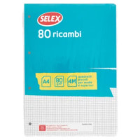 Selex Ricambio Bianco Quaxima Formato A4 80 Fogli 80 g Quadretti 4 Mm