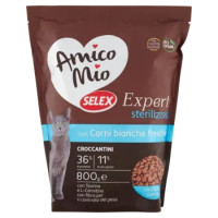 Selex Amico Mio Expert Gatto Adulto Sterilizzato Croccantini Con Carni Bianche Fresche 800 g