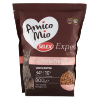 Selex Amico Mio Expert Gatto Adulto Croccantini Con Pollo Fresco e Riso Active 800 g