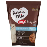 Selex Amico Mio Expert Gatto Adulto Croccantini Con Salmone Fresco e Riso Light 800 g