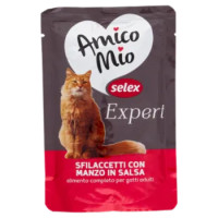 Selex Amico Mio Expert Gatto Sfilaccetti Con Manzo In Salsa 85 g