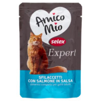 Selex Amico Mio Expert Gatto Sfilaccetti Con Salmone In Salsa 85 g