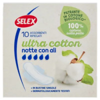 Selex Assorbenti Notte Con Ali In Cotone Biologico In Bustine Singole 10 Pezzi