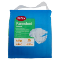 Selex Pannoloni Unisex Con Elastici e Barriere Laterali Taglia Large 15 Pezzi