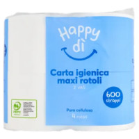 Happy Dì Carta Igienica 2 Veli 600 Strappi 4 Rotoli