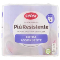 Selex Carta Igienica 4 Veli 200 Strappi 4 Rotoli