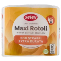 Selex Carta Igienica 2 Veli 500 Strappi 4 Rotoli
