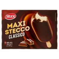 Selex 4 Maxistecchi Di Gelato Vaniglia Ricoperti Cioccolato Al Latte 350 g