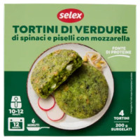 Selex Tortini Di Verdure Di Spinaci e Piselli Con Mozzarella Surgelati 4x50 g