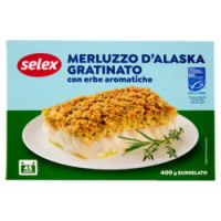 Selex Filetti Di Merluzzo D'Alaska Gratinati Con Erbe Aromatiche Surgelati 400 g