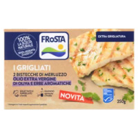 FRoSTA i Grigliati 2 Bistecche Di Merluzzo Olio Extra Vergine Di Oliva e Erbe Aromatiche 250 g