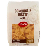 Selex Pasta Di Semola Trafilata Al Bronzo Conchiglie Rigate 500 g