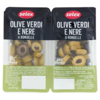 Selex Olive Nere e Verdi a Rondelle 2x40 g