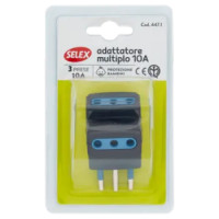 Selex Adattatore Multiplo Spina 10A + 3 Prese 10A(Ita) Nero