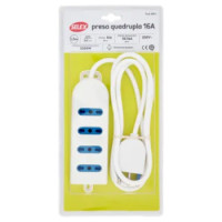 Selex Presa Multipla 4 Uscite Bivalenti + Spina 16A e Cavo Bianco 1,5 m
