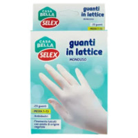 Selex Casa Bella Guanti Monouso In Lattice Naturale Misura Media (7-7,5) Dispenser 20 Pezzi