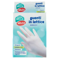 Selex Casa Bella Guanti Monouso In Lattice Naturale Misura Grande (8-8,5) Dispenser 20 Pezzi