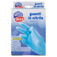Selex Casa Bella Guanti Monouso In Nitrile Misura Piccola (6-6,5) Dispenser 40 Pezzi