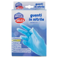 Selex Casa Bella Guanti Monouso In Nitrile Misura Media (7-7,5) Dispenser 40 Pezzi