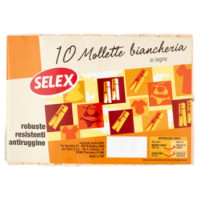 Selex Mollette Biancheria Legno 10 Pezzi