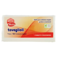 Selex Casa Bella Tovaglioli 1 Velo 33x33 Cm Bianchi 160 Pezzi
