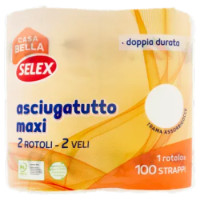 Selex Casa Bella Asciugatutto 2 Veli Maxi Rotolo 100 Strappi 2 Rotoli