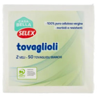 Selex Casa Bella Tovaglioli 2 Veli 38x38 Cm Bianchi 50 Pezzi