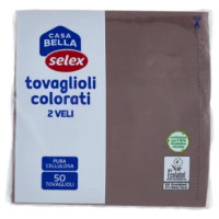Selex Casa Bella Tovaglioli 2 Veli 33x33 Cm Cacao 50 Pezzi