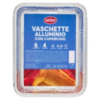 Selex Contenitore In Alluminio Con Coperchio 22x17x3,5 Cm 6 Pezzi