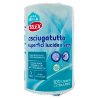 Selex Casa Bella Asciugatutto 3 Veli Per Superfici Lucide e Vetri Bobina 100 Strappi