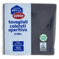 Selex Casa Bella Tovaglioli 2 Veli 25x25 Cm Nero 100 Pezzi