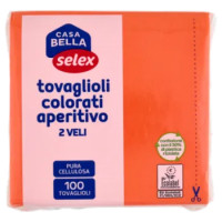 Selex Casa Bella Tovaglioli 2 Veli 25x25 Cm Arancione 100 Pezzi