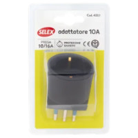 Selex Adattatore Semplice Spina 10A + 1 Presa 10-16A(Ted) Nero