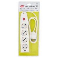 Selex Presa Multipla 4 Uscite Pluristandard (Ita+Ted)+ Spina 16A e Cavo 1,5 m Bianco
