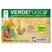 Fochista Verdefuoco Accendifuoco Per Barbecue, Camini e Stufe Cubetti 40 Pz