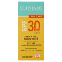 Clinians Sun Care Crema Viso Protettiva Anti Age Con Acido Ialuronico SPF 30 Alta 50 ML