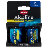 Selex Pile Alcaline Torcia D 1,5 V 2 Pezzi