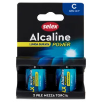 Selex Pile Alcaline Mezza Torcia C 1,5 V 2 Pezzi