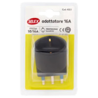 Selex Adattatore Semplice Spina 16A + 1 Presa 10-16A(Ted) Nero