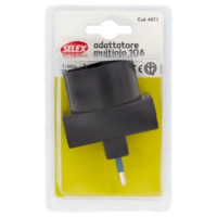 Selex Adattatore Pluristandard Spina 10A + 2 Prese 10A(Ita) + 1 Presa 10-16A(Ted) Nero