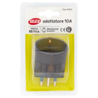 Selex Adattatore Semplice Spina 10A + 1 Presa Tedesca Trasparente